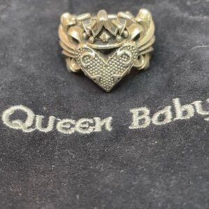 King Baby Studio Sterling Silver Heart/Crown Ring Size 8.0
